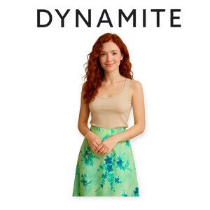 Dynamite Vintage Y2K Green Blue Skirt Size Small Made in Canada Polyester